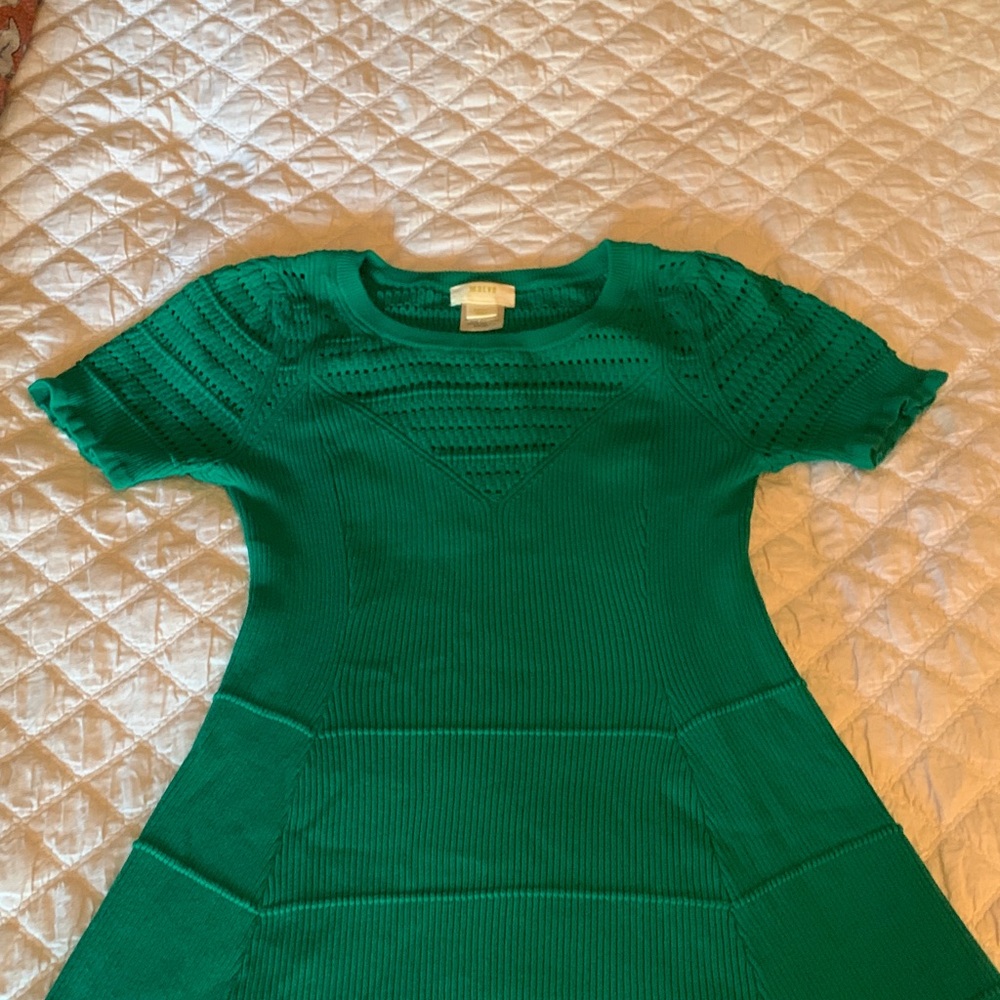 Maeve-Anthropologie Green Knit Midi Dress - Picture 3 of 9